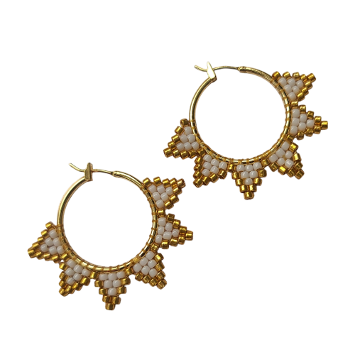 18K Gold Plated Beaded Hoop Earring