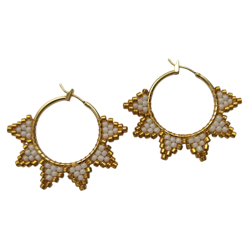 18K Gold Plated Beaded Hoop Earring