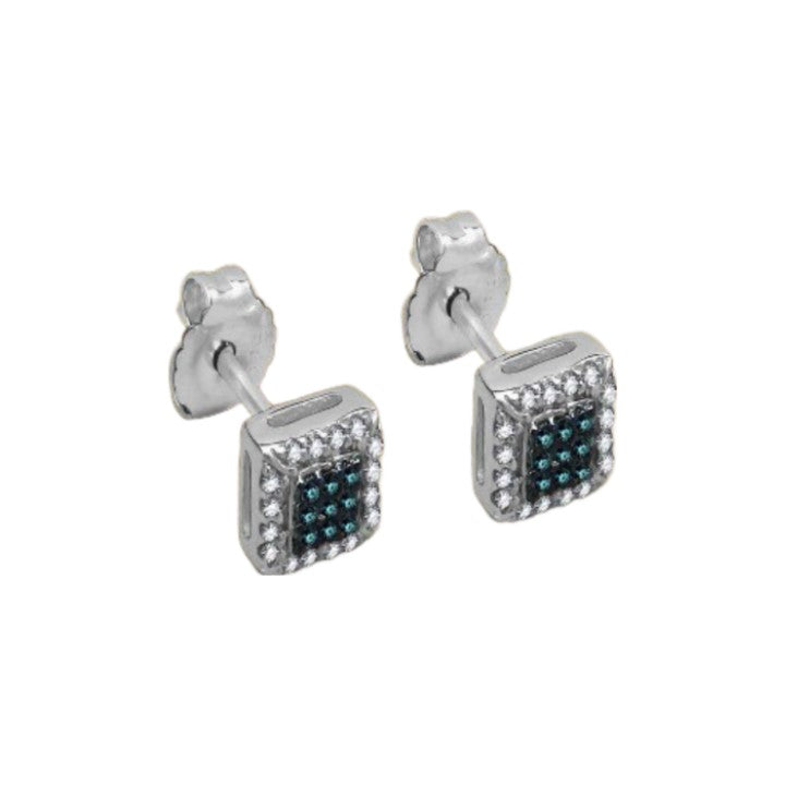 Silver Blue Diamond Earring