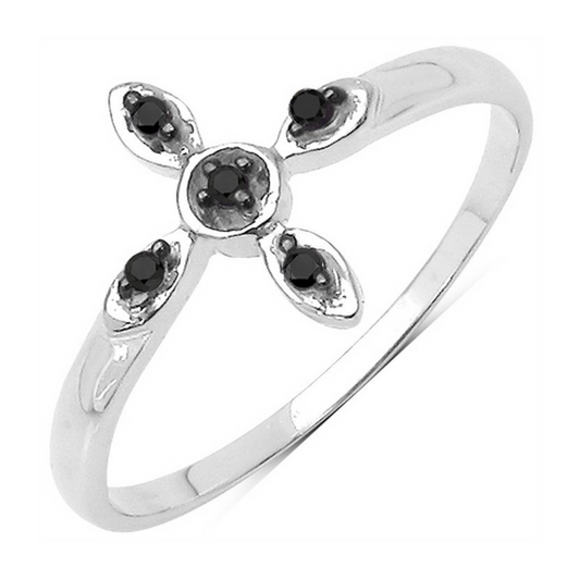 Silver Black Diamond Ring