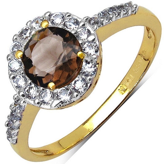 Gold Plated Smoky Topaz Ring