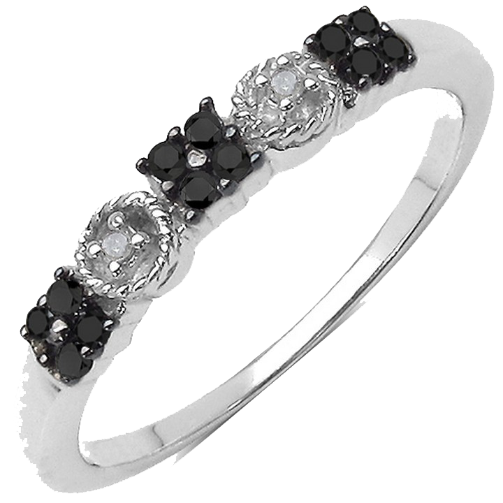 Silver Black & White Diamond Ring