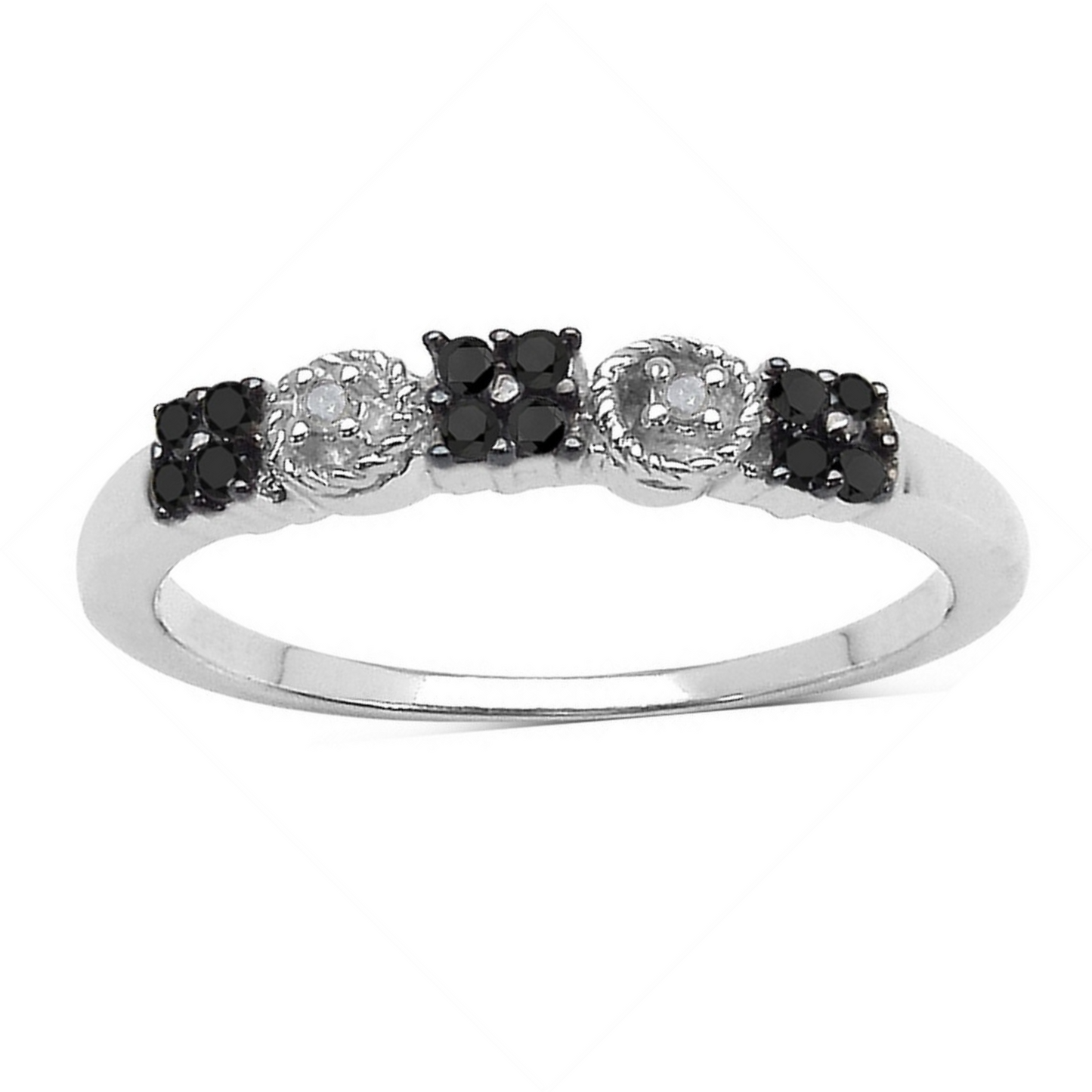 Silver Black & White Diamond Ring