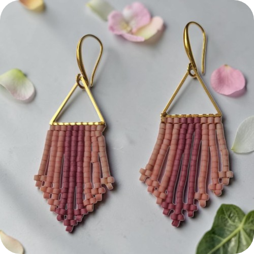 Small Beaded Fringe Earring