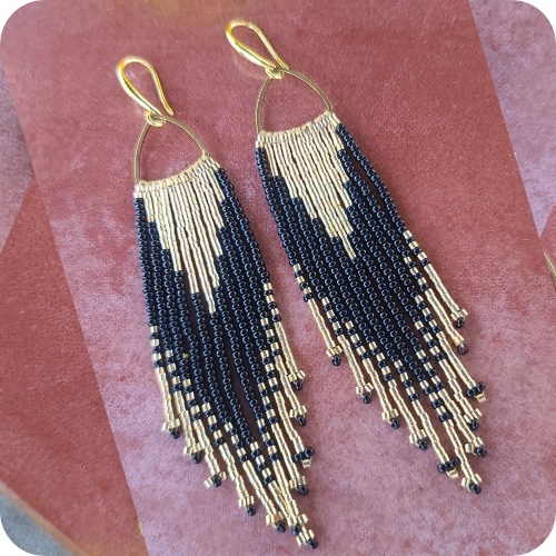 Fringe Earring Gold & Black