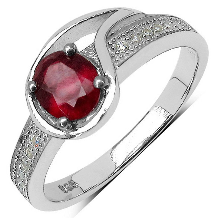 Sterling Silver Red Zirconia Ring