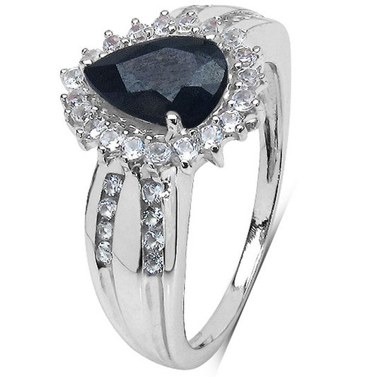 Silver Blue Sapphire Solitaire Ring