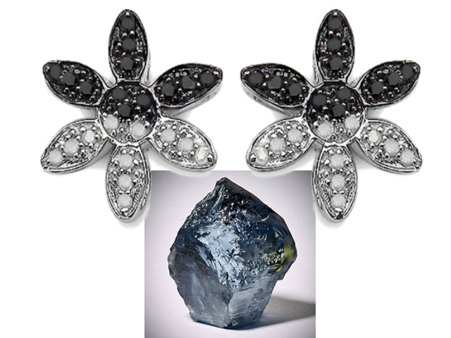 Silver Black Diamond Earring