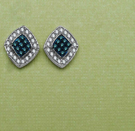 Silver Blue Diamond Earring