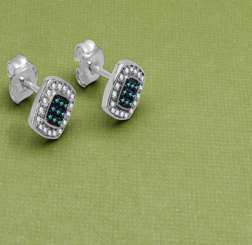 Silver Blue Diamond Earring