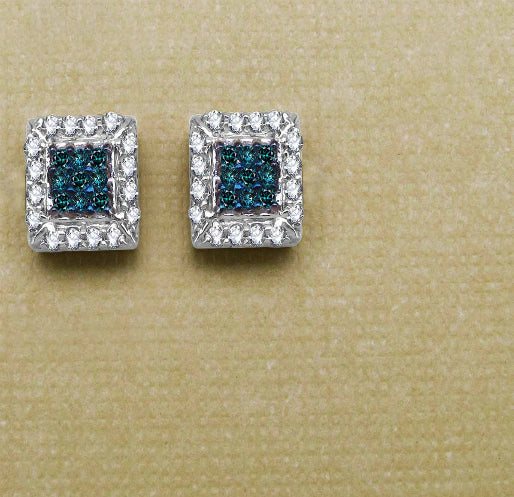 Silver Blue Diamond Earring