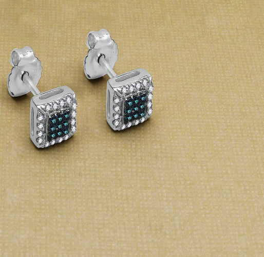 Silver Blue Diamond Earring