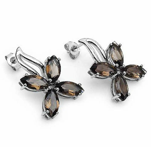 Silver Smoky Topaz Earring